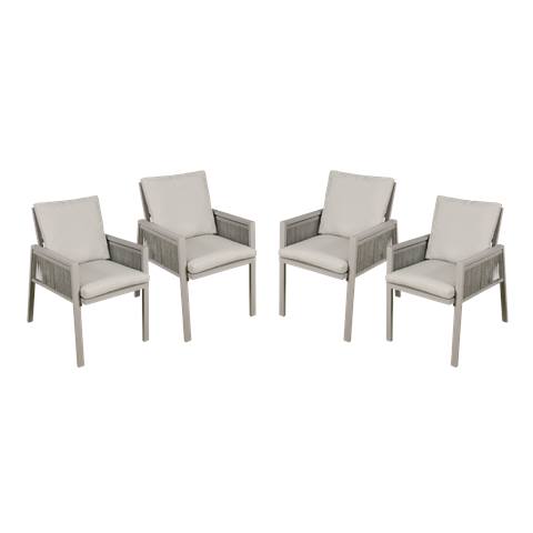Dellonda Fusion Garden/Patio Dining Chairs with Armrests 4pc - Light Grey