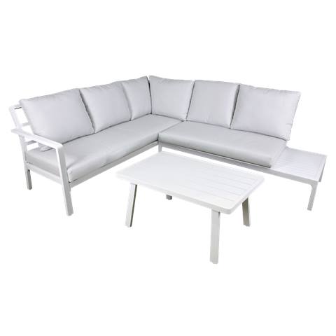 Dellonda Kyoto Aluminium Outdoor Corner Sofa & Coffee Table Set 3pc
