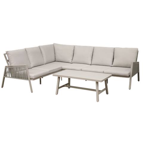 Dellonda Fusion Aluminium Outdoor Corner Sofa & Coffee Table Set 4pc