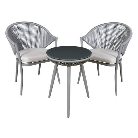 Dellonda Echo Aluminium Balcony Set with Tempered Glass Tabletop 3pc