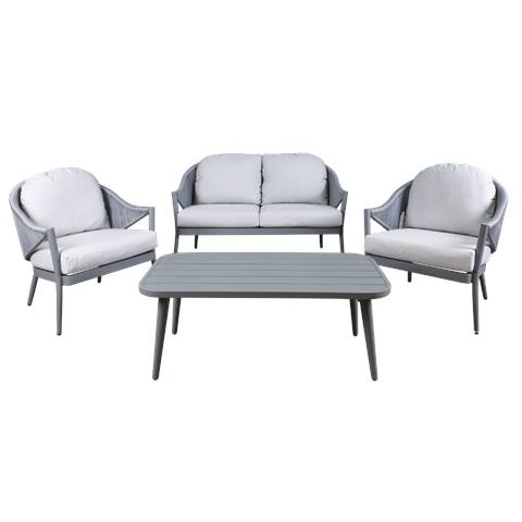 Dellonda Echo Aluminium Outdoor Sofa, Chair & Coffee Table Set 4pc