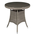 Dellonda Chester Rattan Wicker Round Outdoor Table with Tempered Glass Top