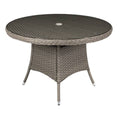 Dellonda Chester Rattan Wicker Round Outdoor Dining Table with Tempered Glass Top