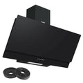 Baridi Angled Chimney Cooker Hood with Carbon Filters & LED Lamp 90cm, Energy Class A - Black Glass
