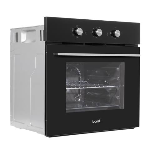 Baridi Built-In 5-Function Fan Assisted Oven with Timer 60cm, 55L Capacity - Black