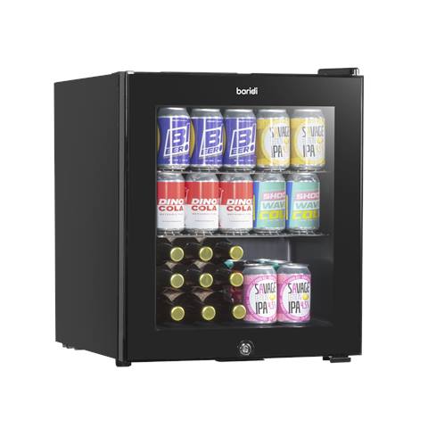 Baridi Mini Tabletop Beer & Drinks Fridge with Metal Shelves, LED Light & Security Lock 50L - Black
