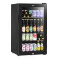 Baridi Undercounter Drinks, Beer & Wine Fridge with Wire Shelves, Internal Light & Security Lock 85L - Black