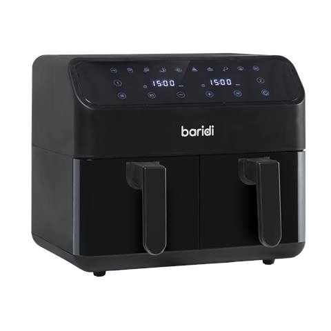 Baridi Dual Zone Air Fryer 8L with 8-in-1 Functions Touch Controls, Easy-Clean, Black - DH172