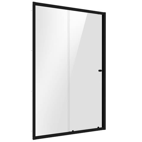 Sliding Shower Door 1000 x 1850mm, 6mm Tempered Glass, Reversible - Black
