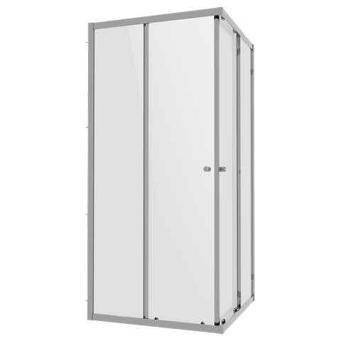 Corner Shower Entry Enclosure 800 x 800 x 1850mm with 6mm Tempered Glass - Chrome
