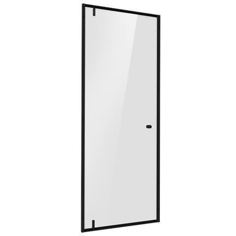Hinged Shower Door 800 x 1850mm, 6mm Tempered Glass, Reversible - Black