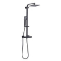 Thermostatic Shower Mixer Set, 20x20cm Square Head, Adjustable Rail - Black