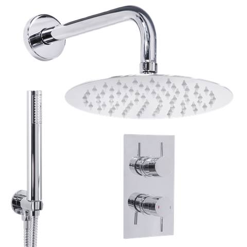 Concealed Thermostatic Shower Set 20cm Round Head & Hand Shower - Chrome