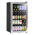 Baridi Undercounter Drinks, Beer & Wine Fridge with Wire Shelves, Internal Light & Security Lock 85L - Stainless Steel