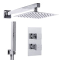 Concealed Thermostatic Shower Set 20 x 20cm Square Head & Hand Shower - Chrome