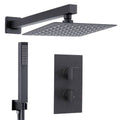 Concealed Thermostatic Shower Set 20 x 20cm Square Head & Hand Shower - Black