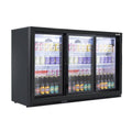 Baridi Back Bar Drinks Fridge/Cooler with Triple Sliding Door & Security Lock 307L - Black