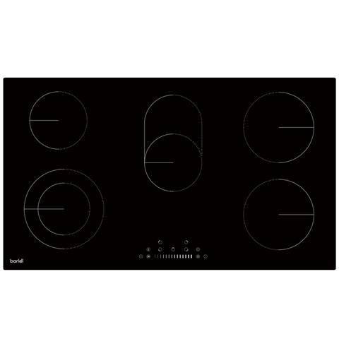 Baridi Integrated Ceramic Hob with 5 Cooking Zones 90cm - Black Glass