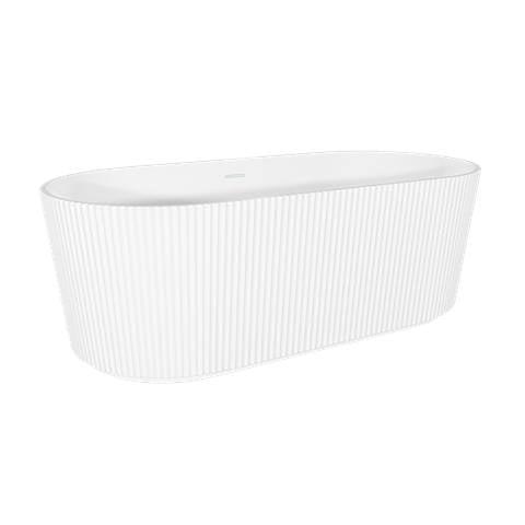 Baridi Double-Ended Fluted Design Bath with Slim Rim 150cm – Gloss White