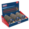 115mm Aluminium Oxide Flap Discs Assorted Grit 22mm Bore - Display Box of 60