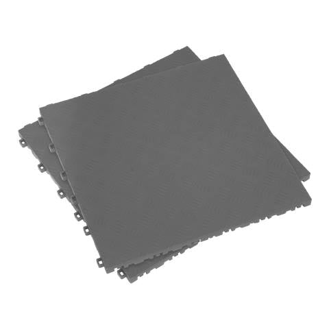 Polypropylene Floor Tile 400 x 400mm, Grey Treadplate - Pack of 9