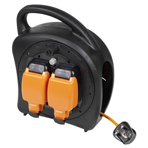 15m Weatherproof Extension Reel with Thermal Trip 2 x 230V