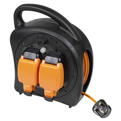 20m Weatherproof Extension Reel with Thermal Trip 2 x 230V
