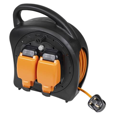 30m Weatherproof Extension Reel with Thermal Trip 2 x 230V