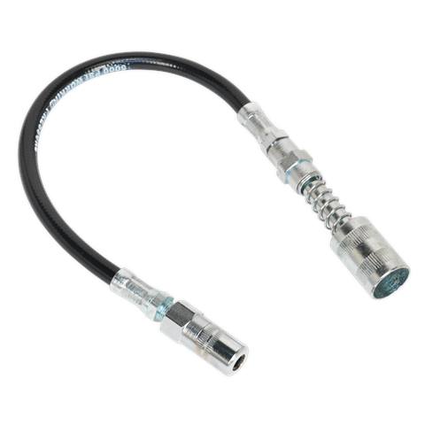 Flexible Rubber Grease Gun Delivery Hose with 4-Jaw Connector & Quick Release Coupling 300mm