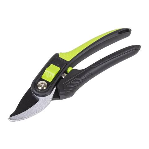 Bypass Secateurs with Soft Grip Handle, 3-Stage Safety Lock & Carbon Steel Blade, 220mm