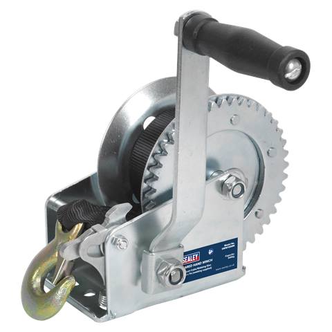 Geared Hand Winch with Webbing Strap 540kg Capacity