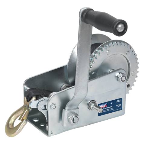 Geared Hand Winch with Webbing Strap 900kg Capacity