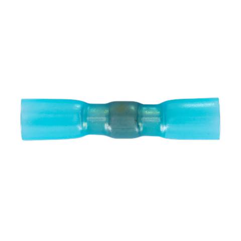 Heat Shrink Butt Connector with Crimp & Solder, Blue - Pack of 25