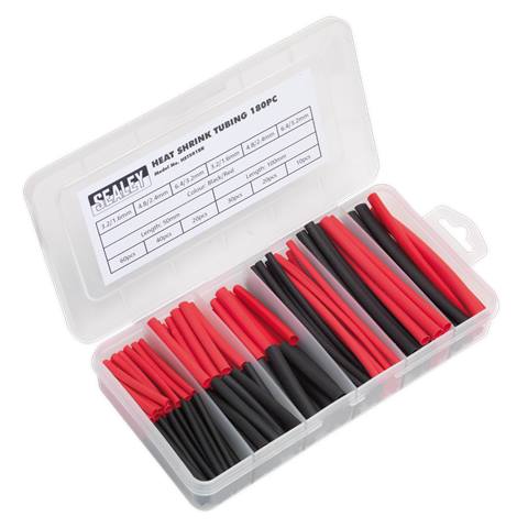 Heat Shrink Tubing Assortment 50 & 100mm 180pc - Black & Red