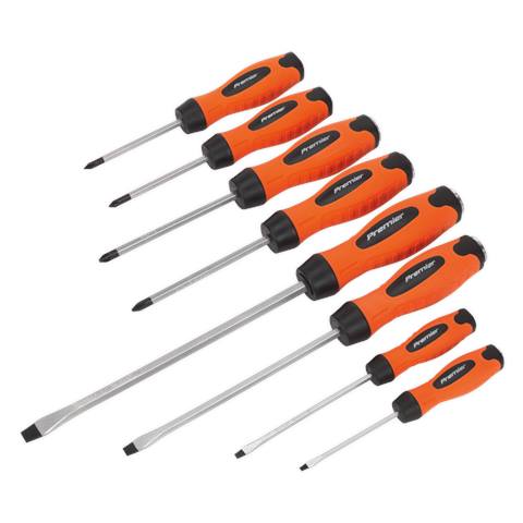 Premier Hammer-Thru Screwdriver Set 8pc - Hi-Vis Orange