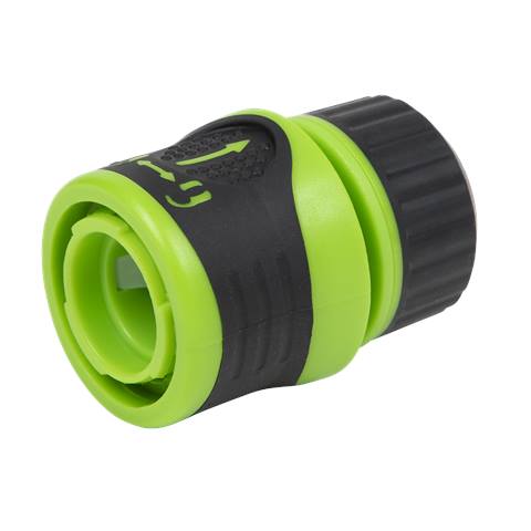 Soft-Touch Hose Connector With Water Stop & Lock 1/2"-5/8"