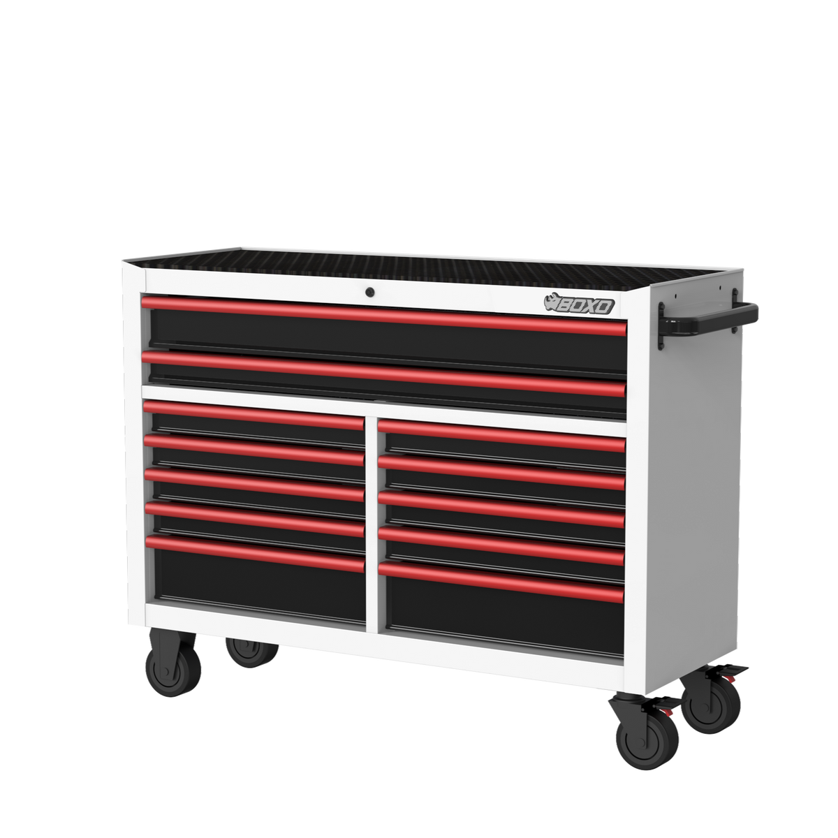 BOXO 53" 12 Drawer Roll Cabinet with Drawer Trim Pack - White Body with Trim Colour Options