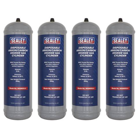 Disposable Argon/Carbon Dioxide Gas Cylinder 430g, 2.2L - Pack of 4