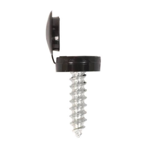 Numberplate Screw with Flip Cap 4.2 x 19mm, Black - Pack of 50