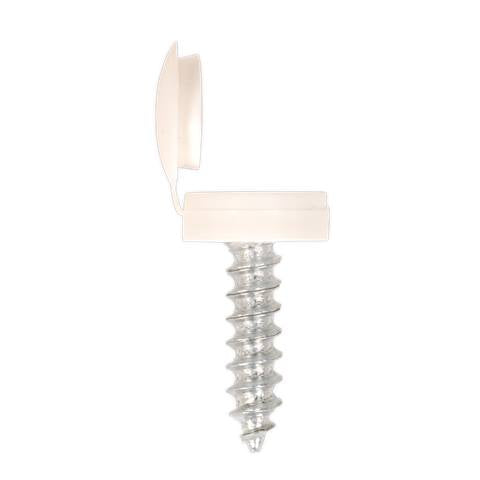 Numberplate Screw with Flip Cap 4.2 x 19mm, White - Pack of 50