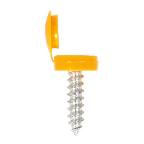 Numberplate Screw with Flip Cap 4.2 x 19mm, Yellow - Pack of 50