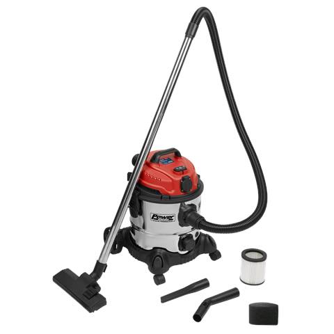 20L Industrial Vacuum Cleaner Wet & Dry with Stainless Drum & Auto Start 1400W/230V