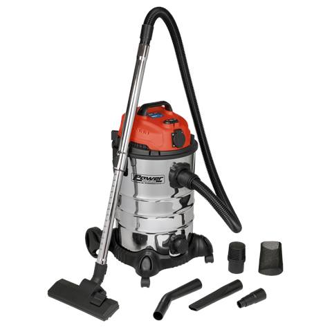 30L Industrial Vacuum Cleaner Wet & Dry with Stainless Steel Drum & Auto-Start 1400W/230V