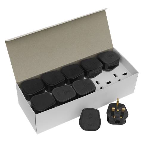 13A Rewirable Plug - Black - Pack of 20