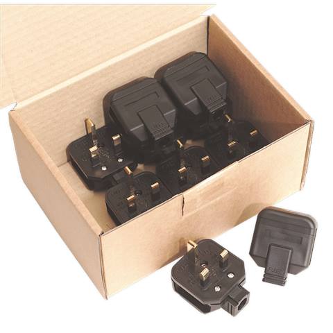 13A Heavy-Duty Rewirable Plug - Black - Pack of 10