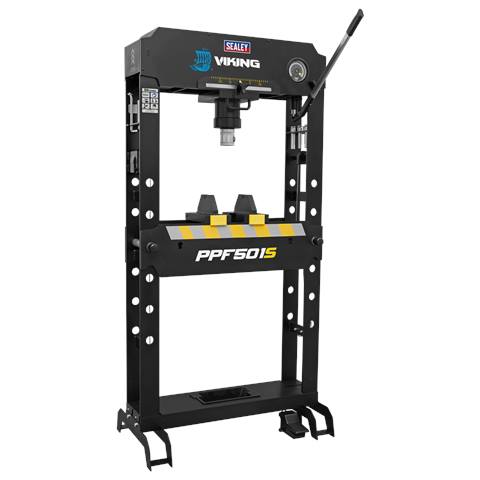 Viking Floor Type Air/Hydraulic Press with Sliding Ram and Foot Pedal 50 Tonne
