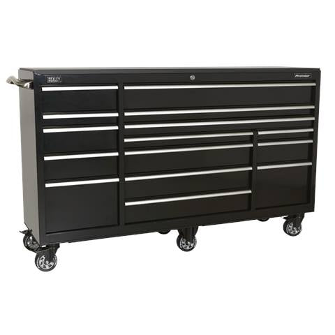 Premier™ Heavy-Duty Extra-Wide Rollcab 15 Drawer 1845mm - Black