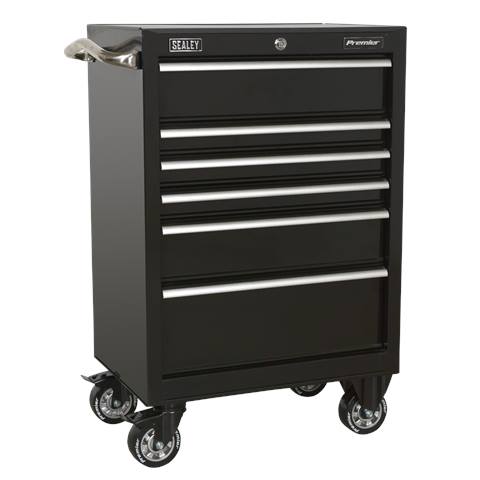 Premier™ Heavy-Duty Rollcab 6 Drawer 675mm - Black