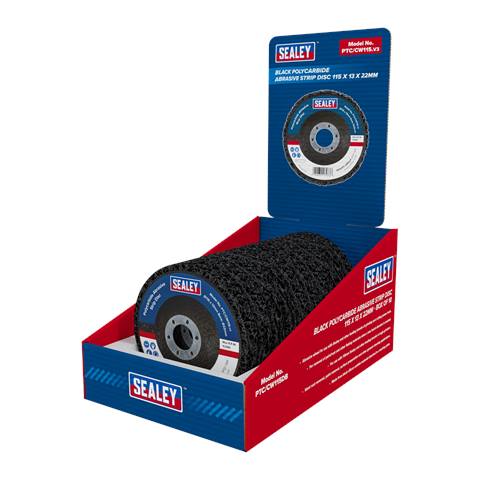 115 x 13mm Black Polycarbide Abrasive Strip Disc 22mm Bore - Display Box of 10