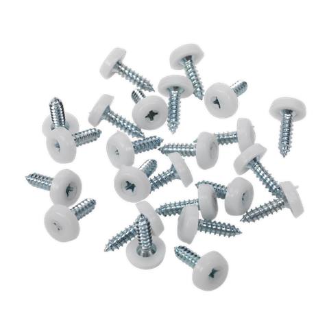 Numberplate Screw with Plastic Enclosed Head 4.8 x 18mm, White - Pack of 50